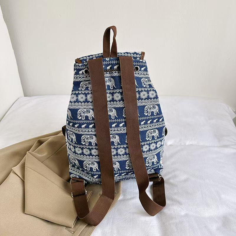 Ethnic Style Large Capacity Backpack Embroidered Elephant