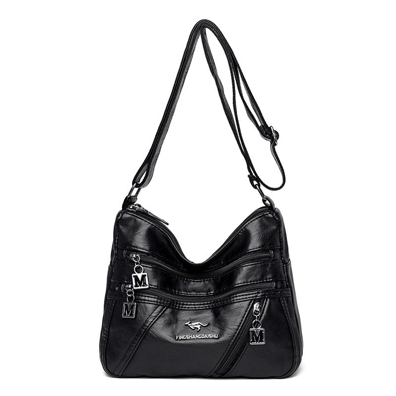 Autumn And Winter New Fashion Middle-aged Women's Shoulder Bag Double Layer Large Capacity