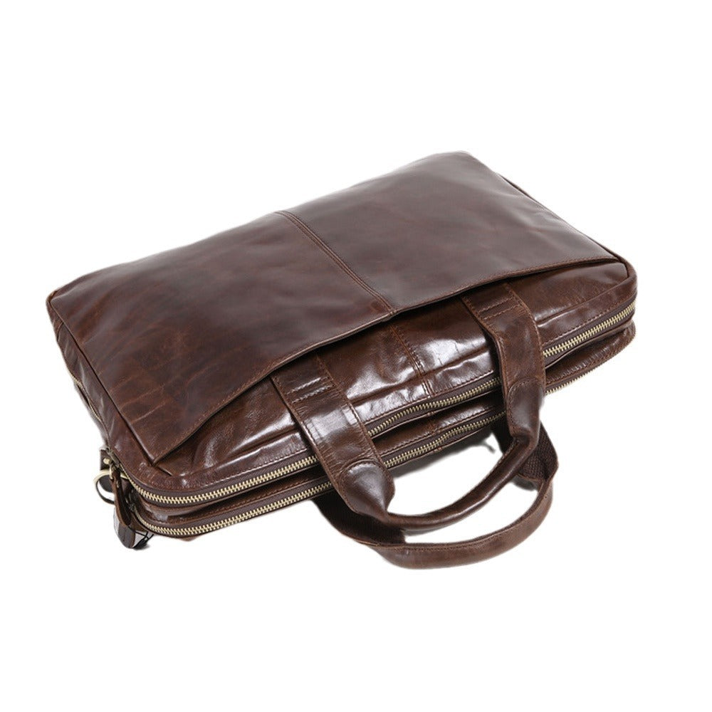 New Men's First Layer Cowhide Business Briefcase Computer