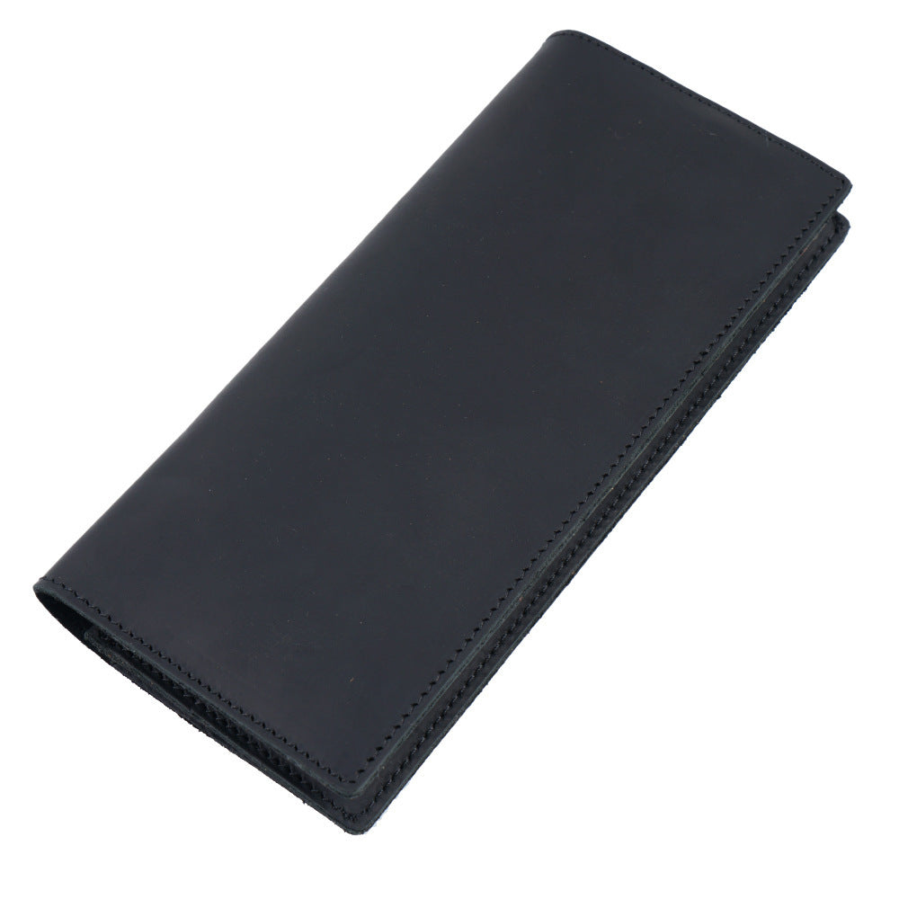 Retro Crazy Horse Leather Long Wallet Men's Genuine Leather Business