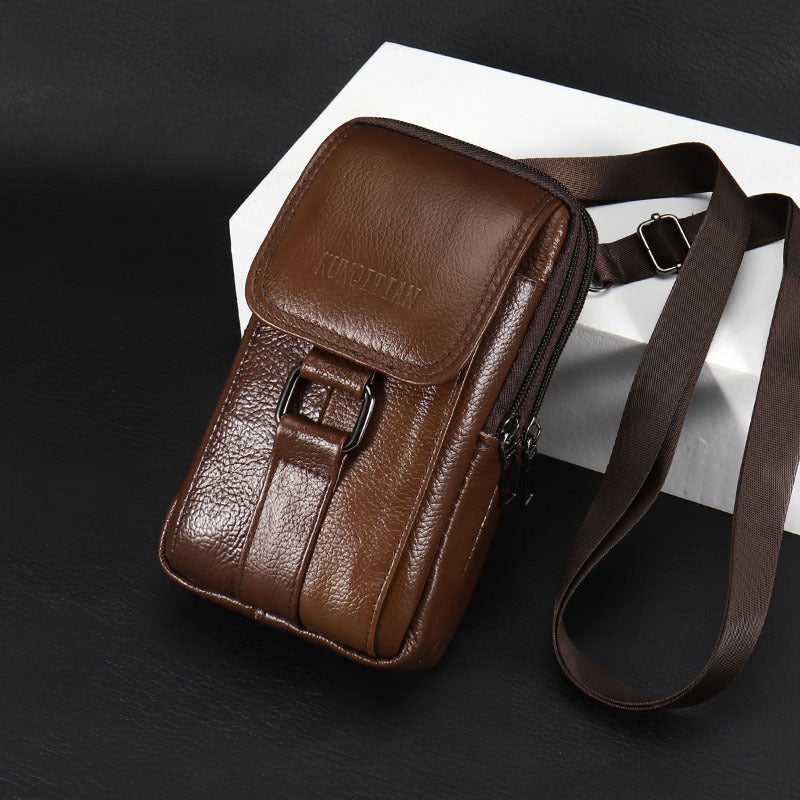 Leather Men's Mobile Phone Bag Multifunctional Waist Bag