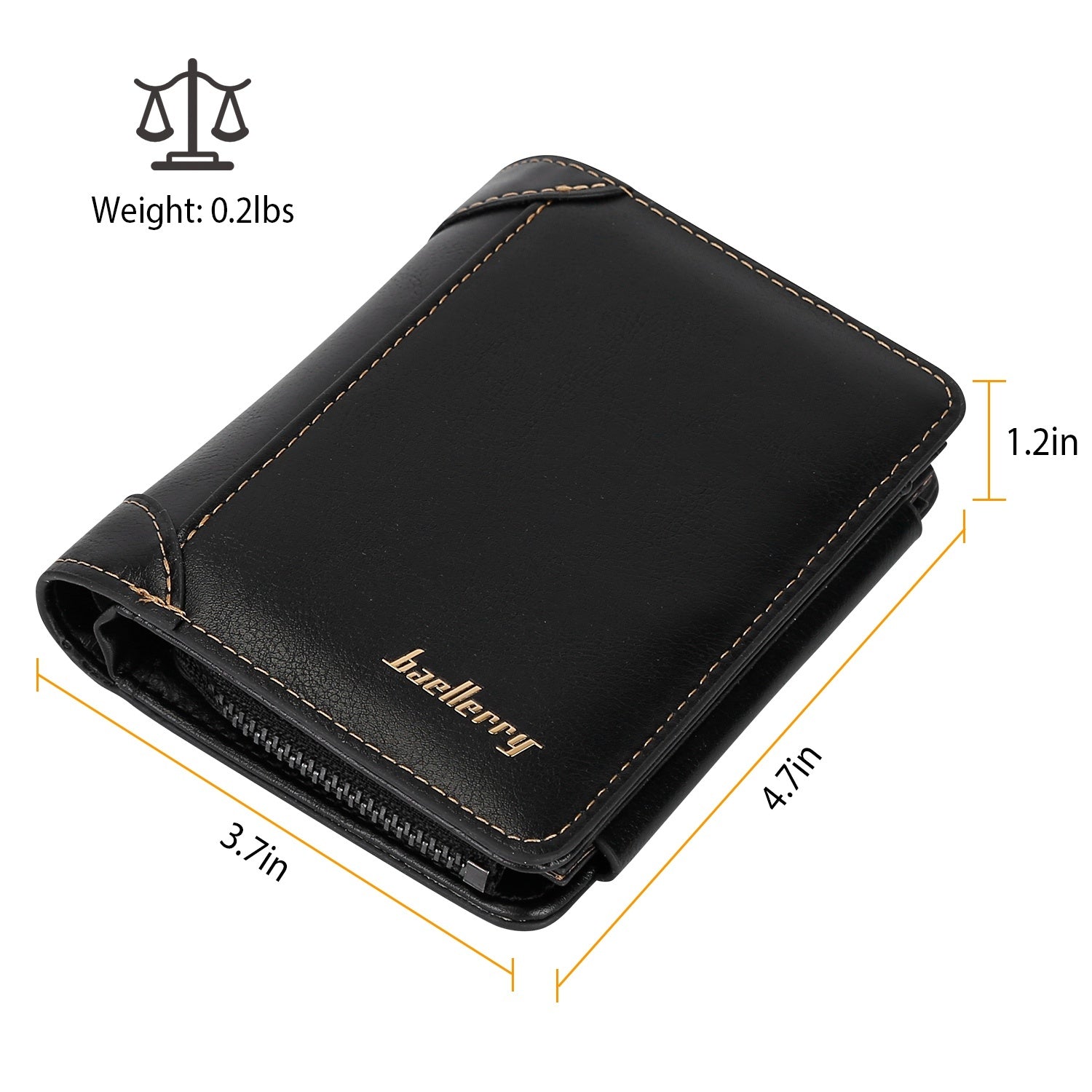 1Pc Men Leather Wallet ID Card Holder Purse Trifold Clutch Money Zipper With ID Window 14 Credit Card 1 ID Card