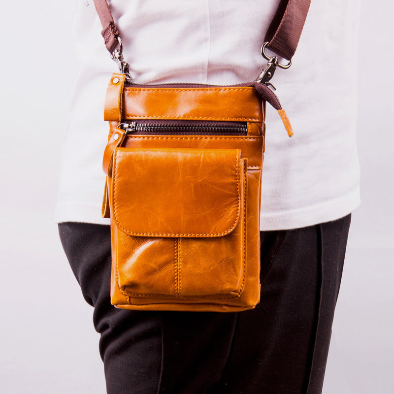 Men's Leather Pocket Multifunctional Small Bag Outdoor Sports One-shoulder