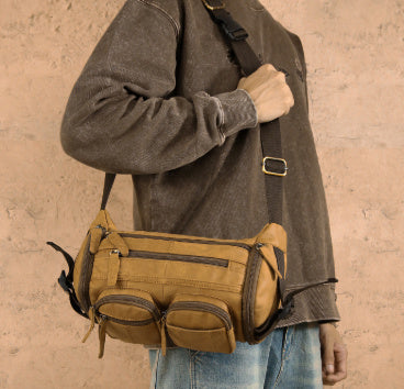 Vintage Genuine Leather Men's Shoulder Multi-functional Large Capacity Crossbody Bag