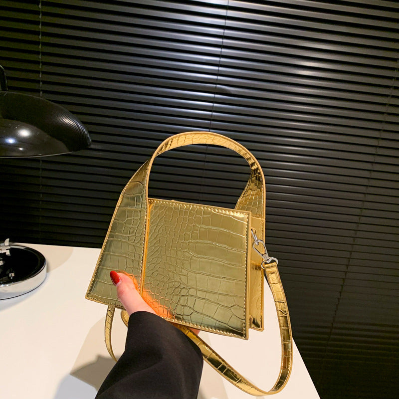 Square Handbag Solid Color Trendy Shoulder Bag