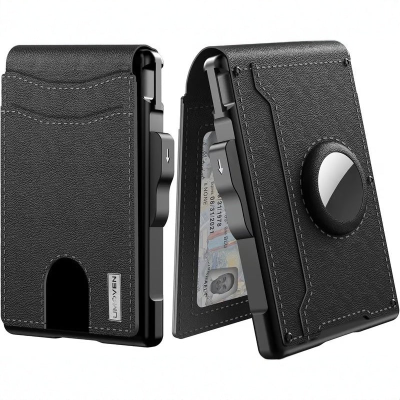 Wallet Men's Card Holder Large Capacity Flip Carbon Fiber Metal Cartridge