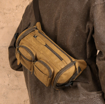 Vintage Genuine Leather Men's Shoulder Multi-functional Large Capacity Crossbody Bag
