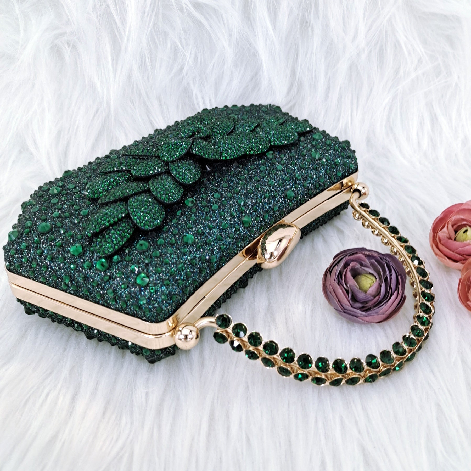 Cross-border Ladies Party Shoes Bag Set Handmade Leaf Decorative Wine Glass Heel